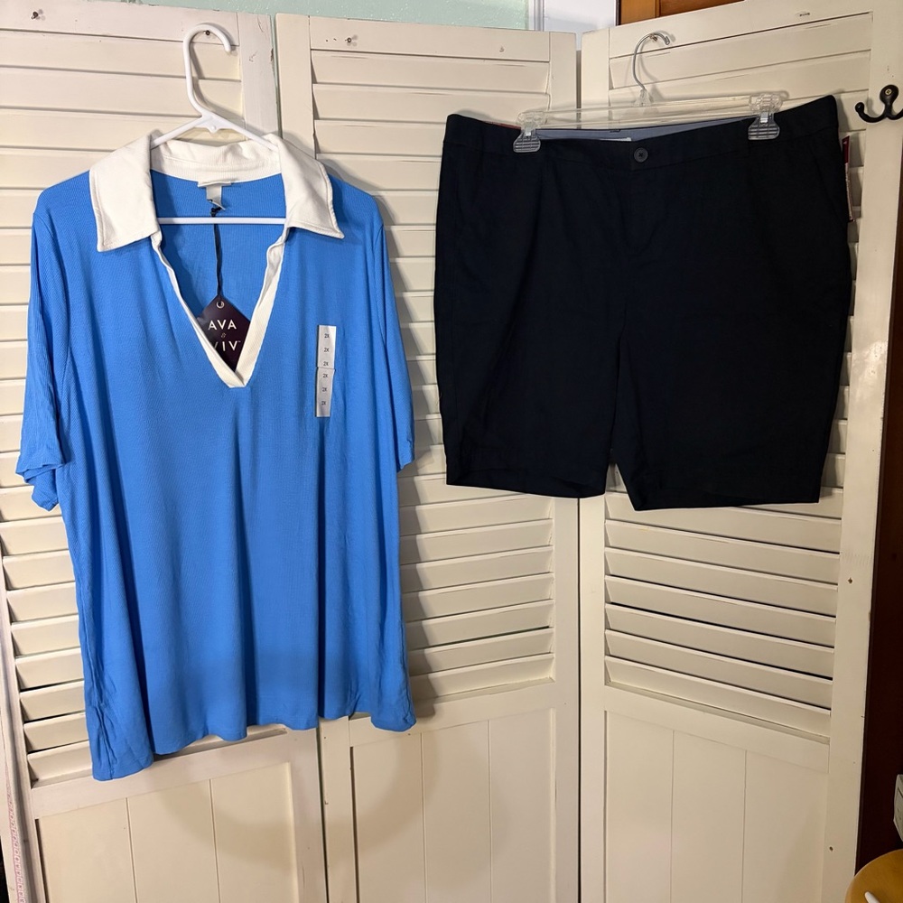 Two piece Premium outfit including NWT Merona chino shorts and NWT Ava&Viv top